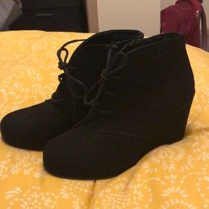 Black Wedge Booties